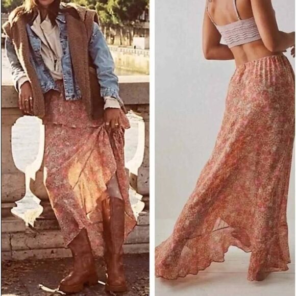 Free People Dresses & Skirts - New! Free People Romance Me Floral Print Maxi Half Slip Skirt , size M